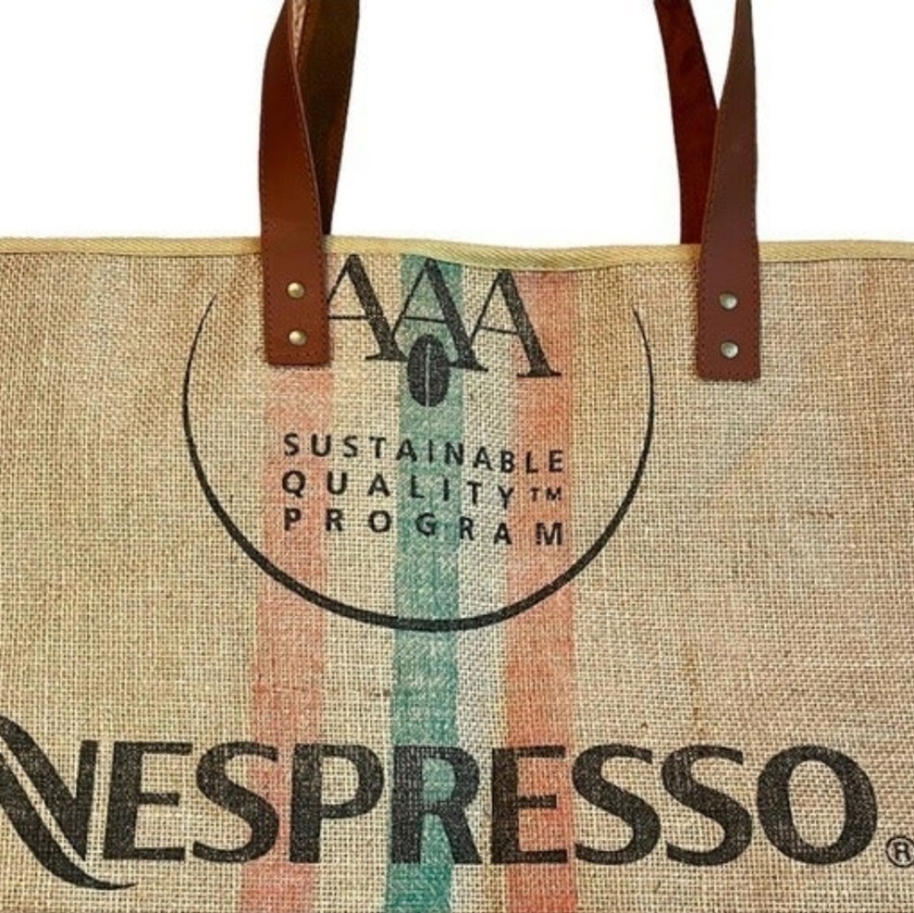 Nespresso Jute Burlap Large Tote Bag Gem